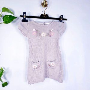 CC. BATES Dress Light Brown Beige Khaki Knitted Short sleeves‎ Baby Girl 1T - 2T